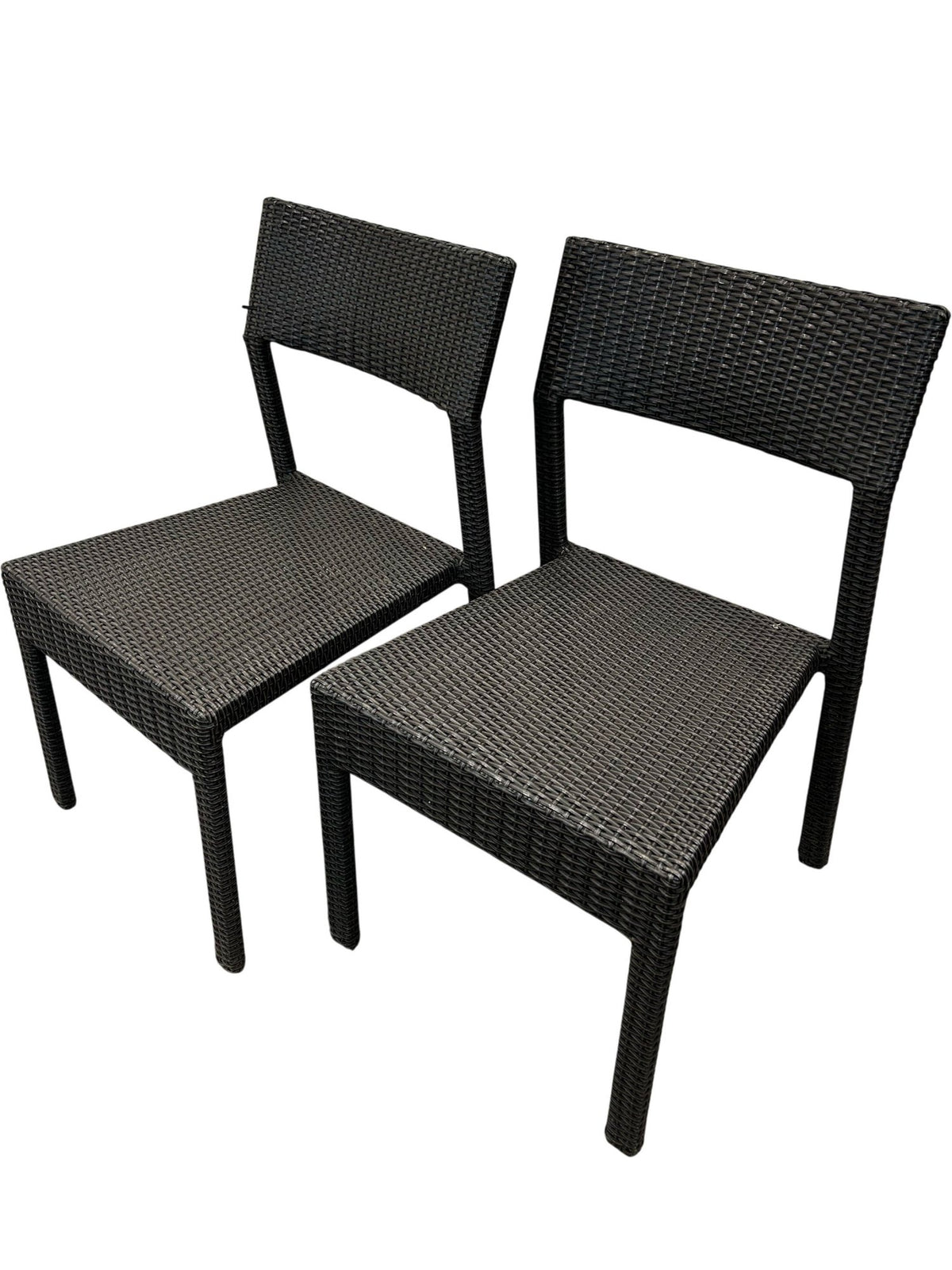 Pair of Black Rattan Effect Garden Chairs (Pre-Loved)