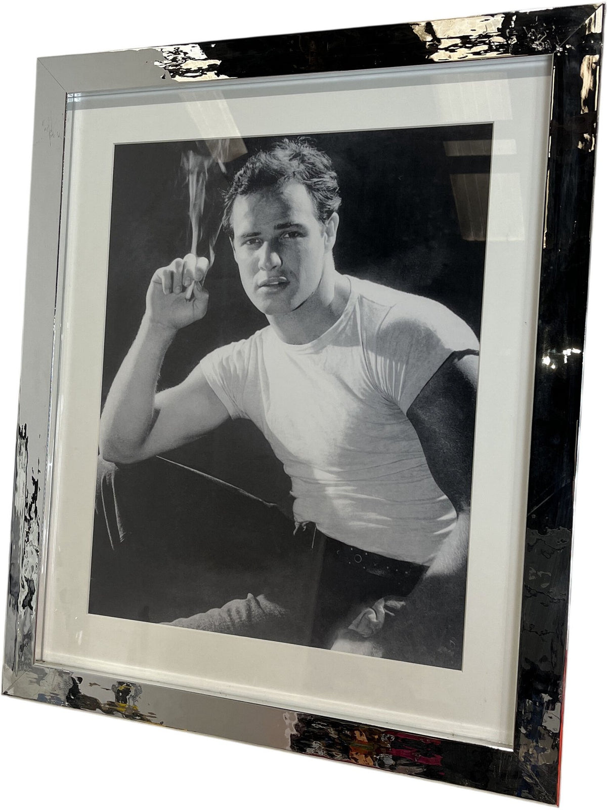 Classic Black & White Marlon Brando Silver Framed Photograph (Pre-Loved)