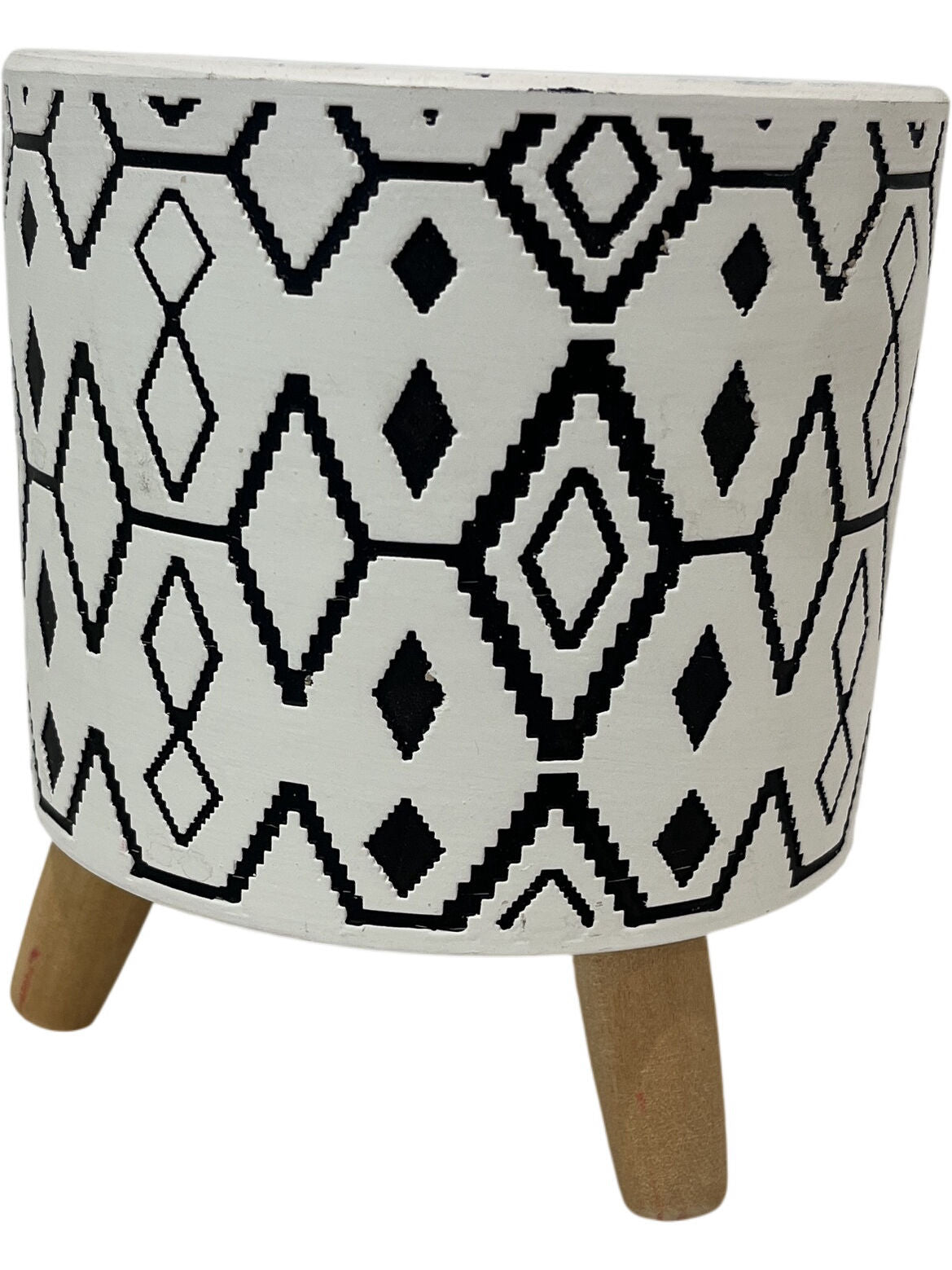 Tripod Footed Planter Ceramic Black White Geometric Design Decor (Pre-Loved)