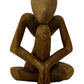 Wooden Abstract Human Figure Sculpture Seated Thinking Pose (Pre-Loved)