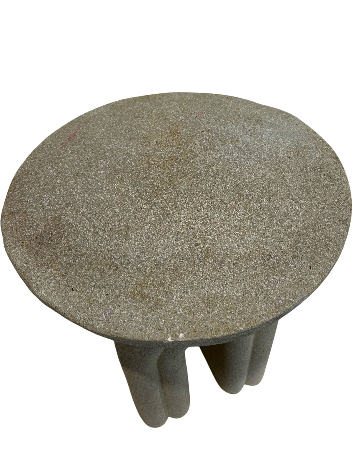 Sculptural Grey Side Table Stool Round Top Modern Accent Table (Pre-Loved)