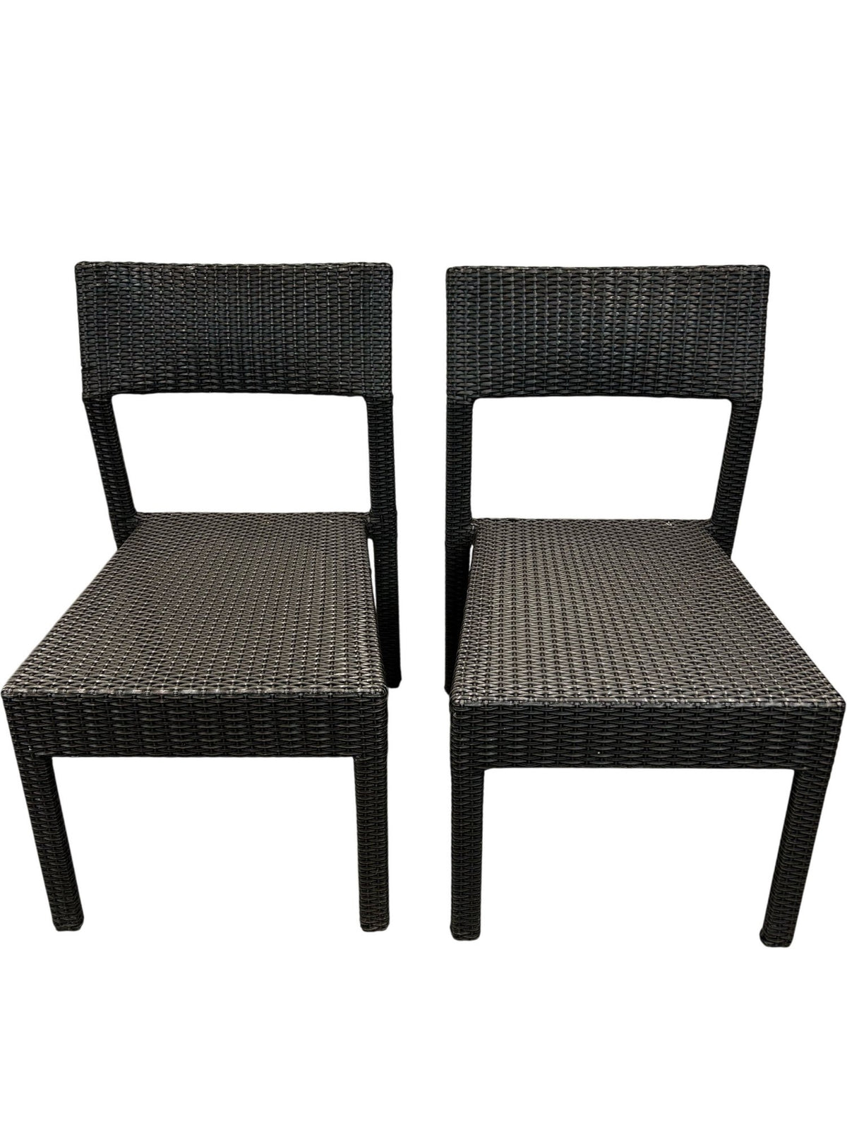 Pair of Black Rattan Effect Garden Chairs (Pre-Loved)