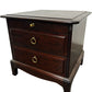 Traditional Dark Wood 3 Drawer Bedside Table Brass Handles (Pre-Loved)