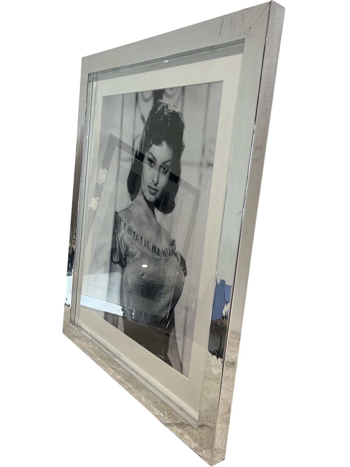Classic Black & White Sophia Loren Silver Framed Portrait Photograph (Pre-Loved)