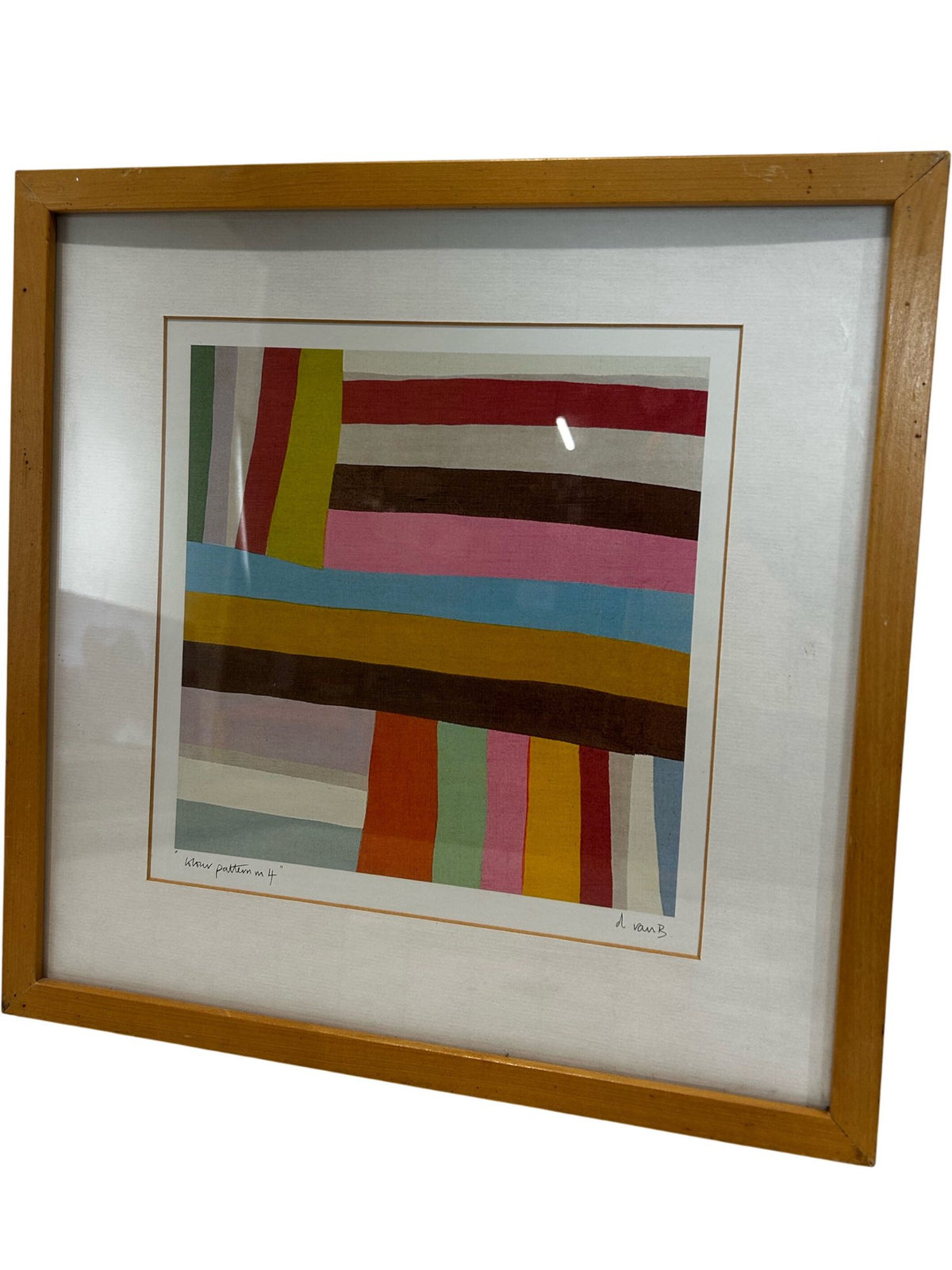 Framed Abstract Geometric Art Print Colourful Square 38cm (Pre-Loved)