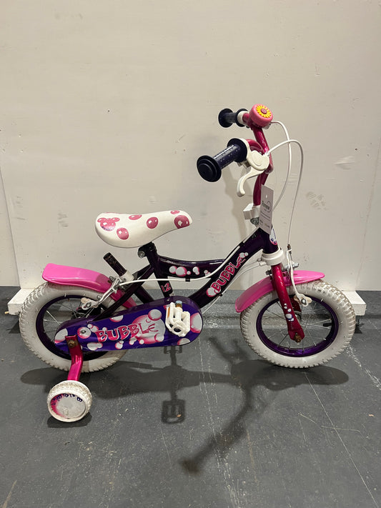 Bubble Purple 12” Children’s Bike With Stabilisers (Pre-Loved)