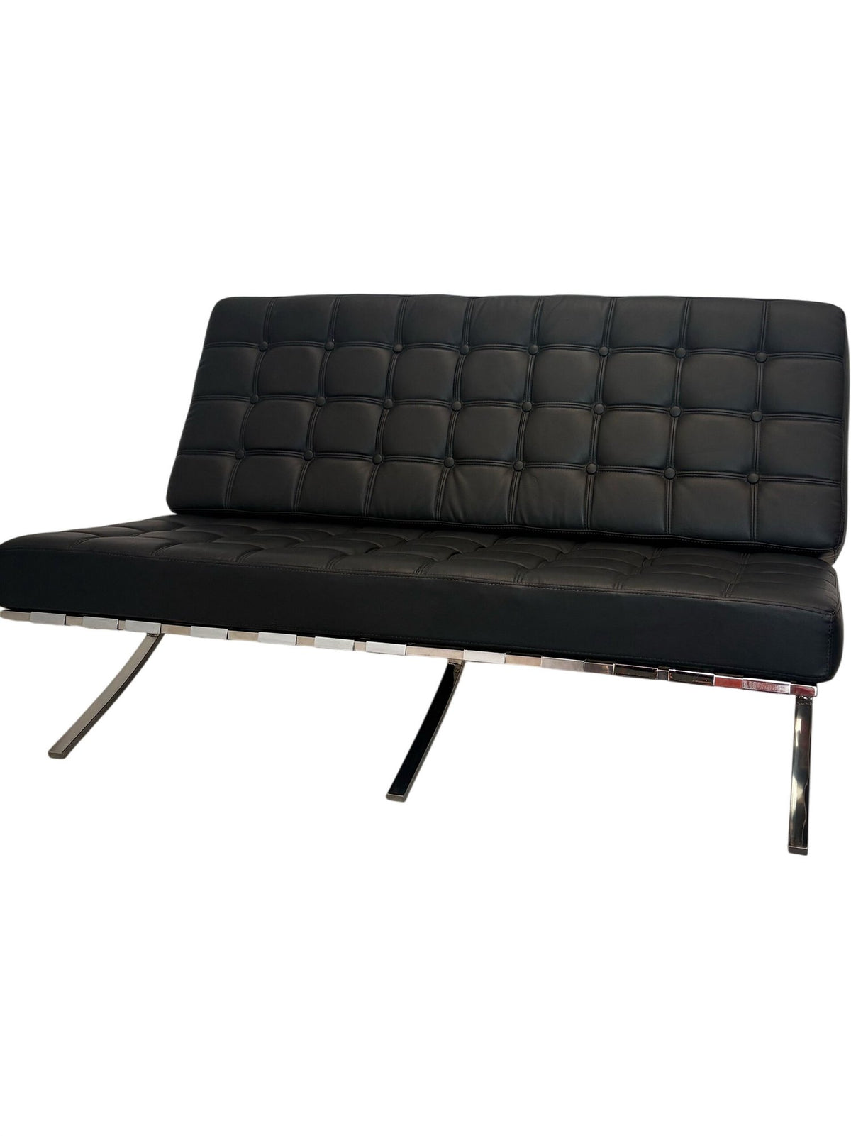 Black Leather Sofa Chrome Frame (Pre-Loved)