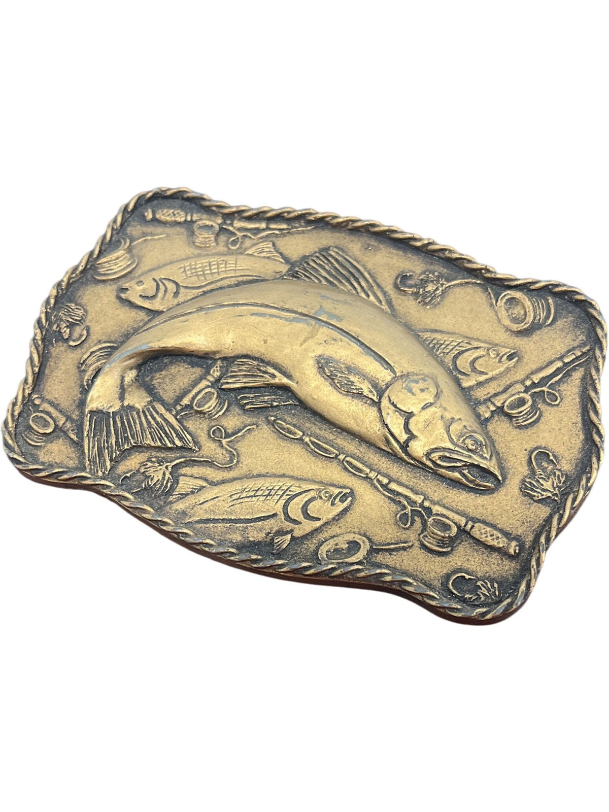 Vintage Brass Fish Design Wooden BoX (Pre-Loved)