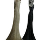 Large Female Figurine Sculptures Set of 2 Black Silver Gold 62cm (Pre-Loved)