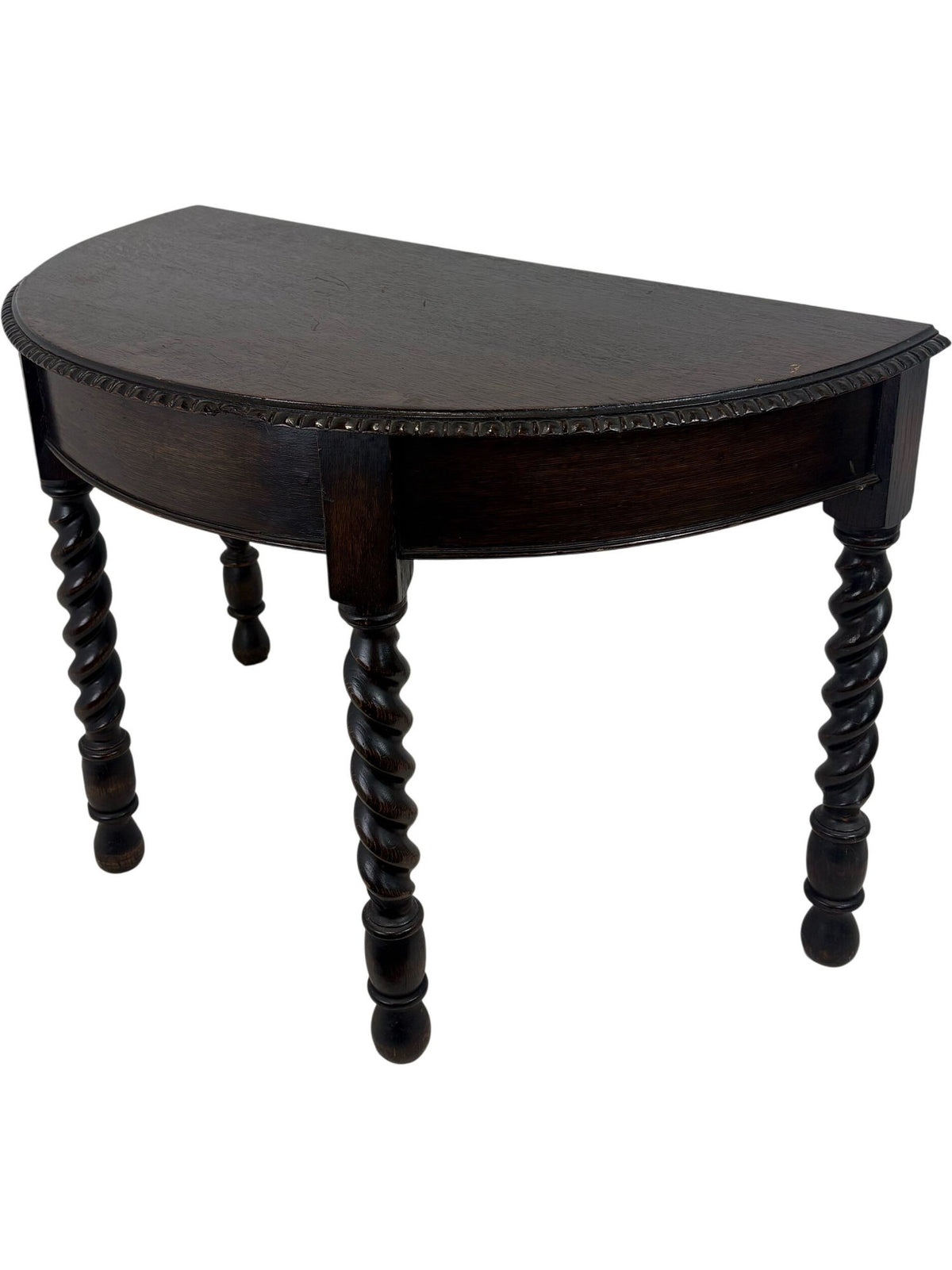 Antique Wooden Demi-Lune Table Barley Twist Legs (Pre-Loved)