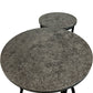 Set of 2 Round Nesting Side Tables Black Metal Frame Grey Tops (Pre-loved)