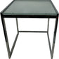 40cm Square Glass Side Table Silver Metal Frame (Pre-Loved)