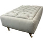Large Tufted Ottoman Footstool Light Grey Fabric Casters Living Room (Pre-Loved)
