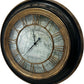 Churchgate Large Wall Clock 60cm Roman Numerals Black Gold Map Style (Pre-Loved)