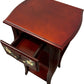 Tall Wooden Side Table Floral Drawer 2 Shelves Mahogany Finish (Pre-Loved)