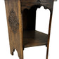 Hexagonal Carved Wooden Side Table with Lower Shelf Dark Oak Style (Pre-Loved)
