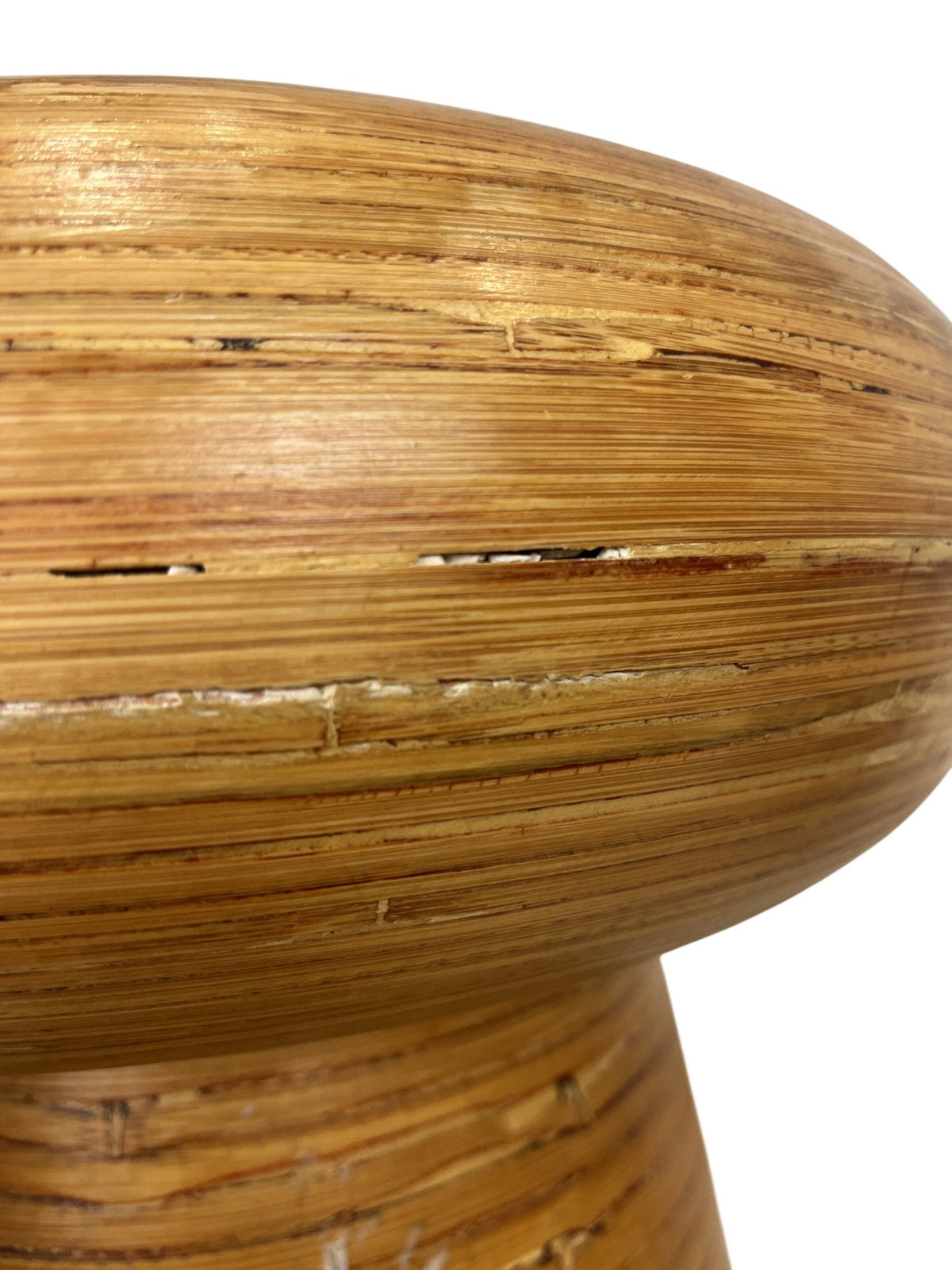 Vintage Style Unique Bamboo Stool Table Round Design Natural Finish (Pre-Loved)