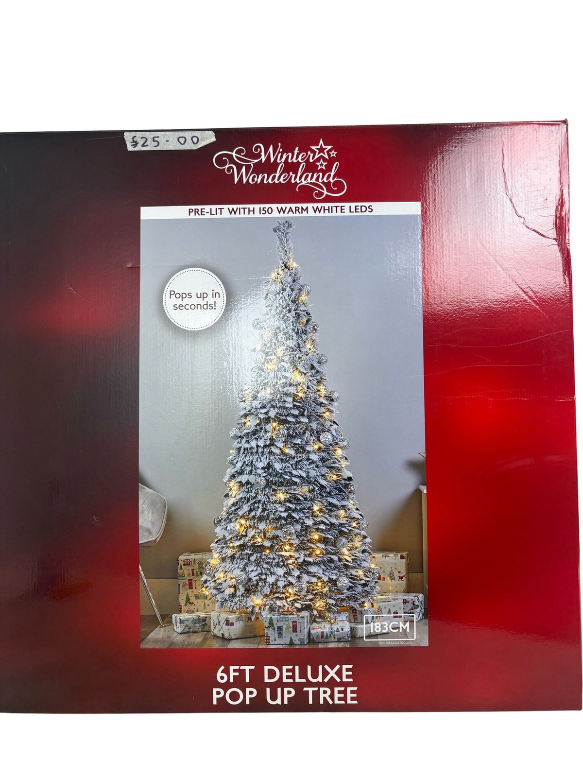 Winter Wonderland 6ft Deluxe Pop Up Tree Pre-Lit with 150 LEDs