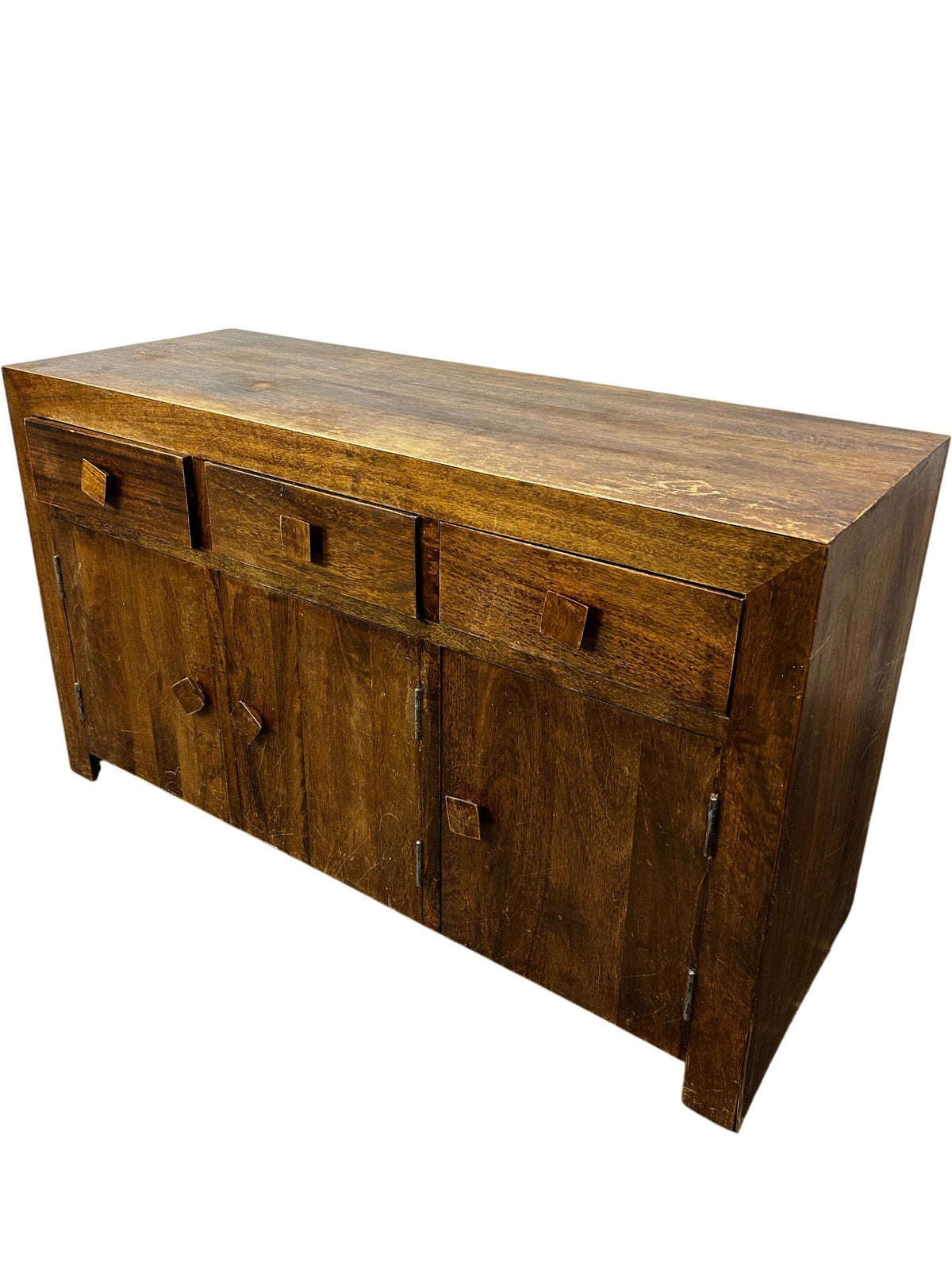 Vintage Solid Wood Sideboard with 3 Drawers & 2 Cupboards (Pre-Loved)