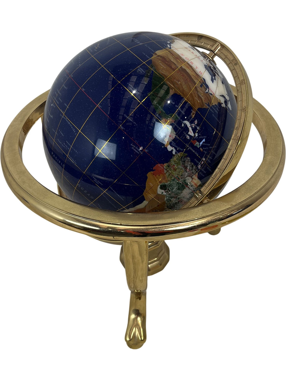 Vintage Mother Of Pearl Style Semi-Precious Gemstone Tabletop Globe (Pre-Loved)