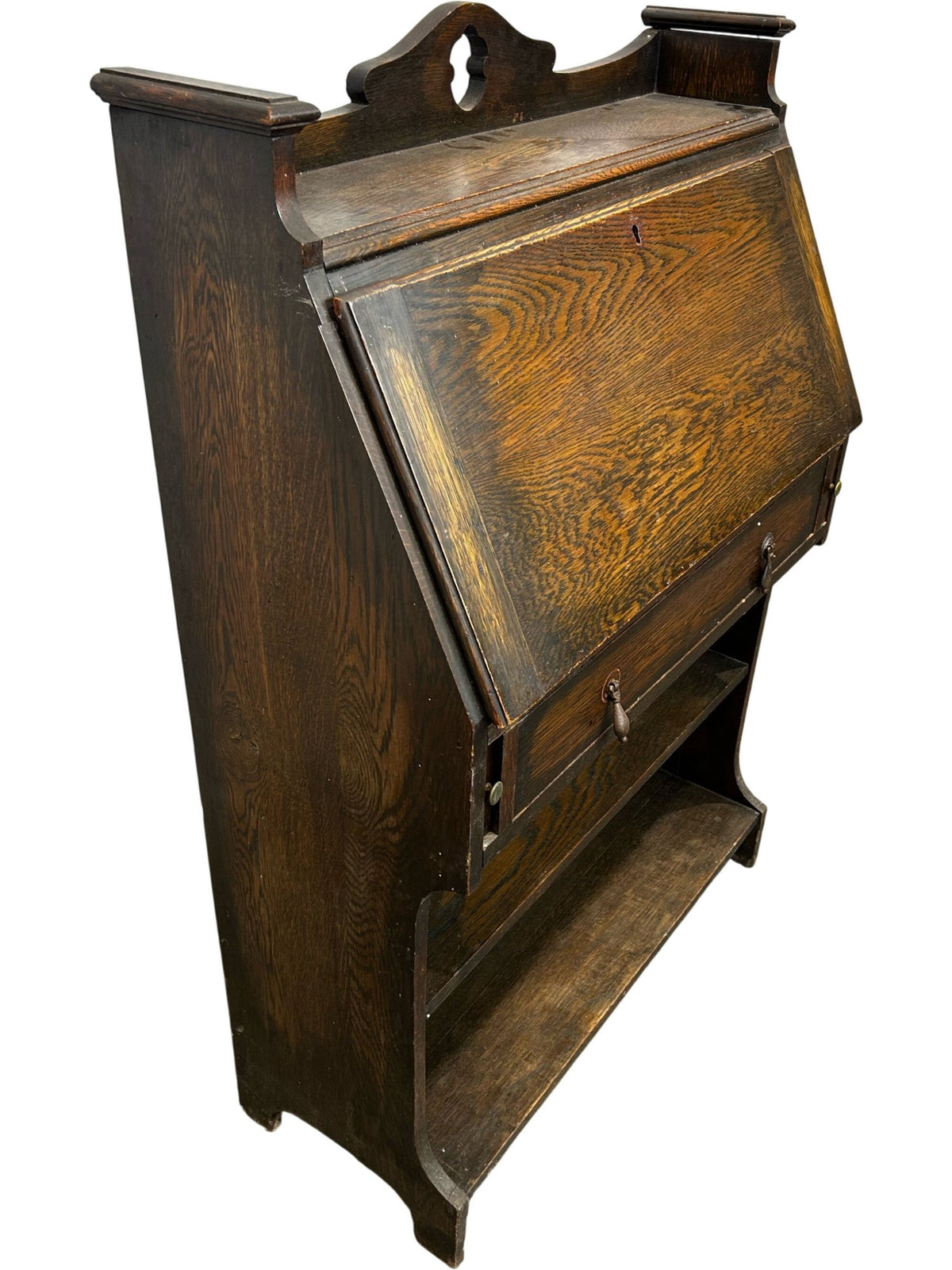 Traditional Wooden Drop-Front Writing Bureau with Drawer & Shelves (Pre-Loved)
