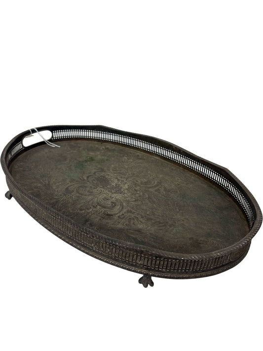 Antique Oval Silver-Plated Decorative Tray (Pre-Loved)