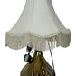 Gold Tone Table Lamp with Cream Fringed Shade Vintage Style (Pre-Loved)