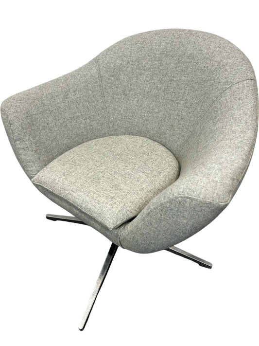 Grey Swivel Tub Armchair with Chrome Star Base (Pre-Loved)