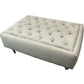 Large Tufted Ottoman Footstool Light Grey Fabric Casters Living Room (Pre-Loved)