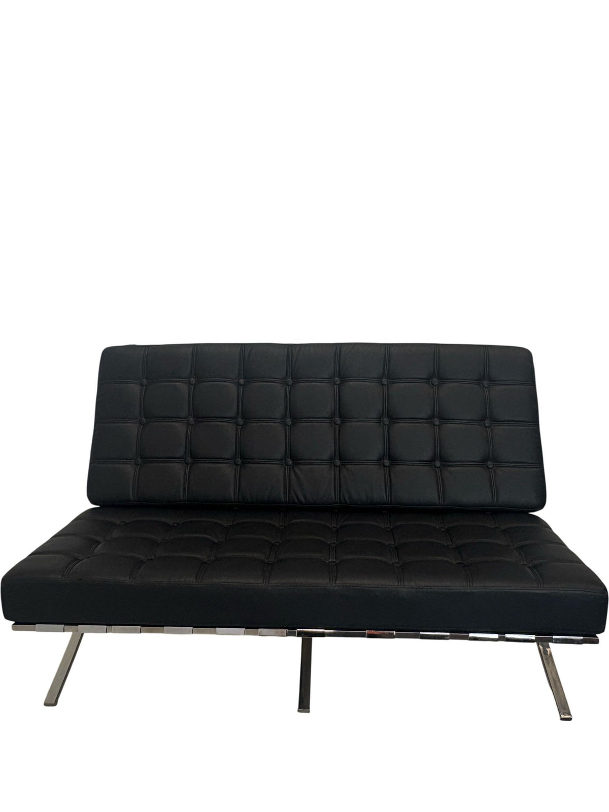 Black Leather Sofa Chrome Frame (Pre-Loved)