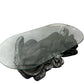 Panther Coffee Table Glass Top Black Big Cat Sculptural Base (Pre-Loved)