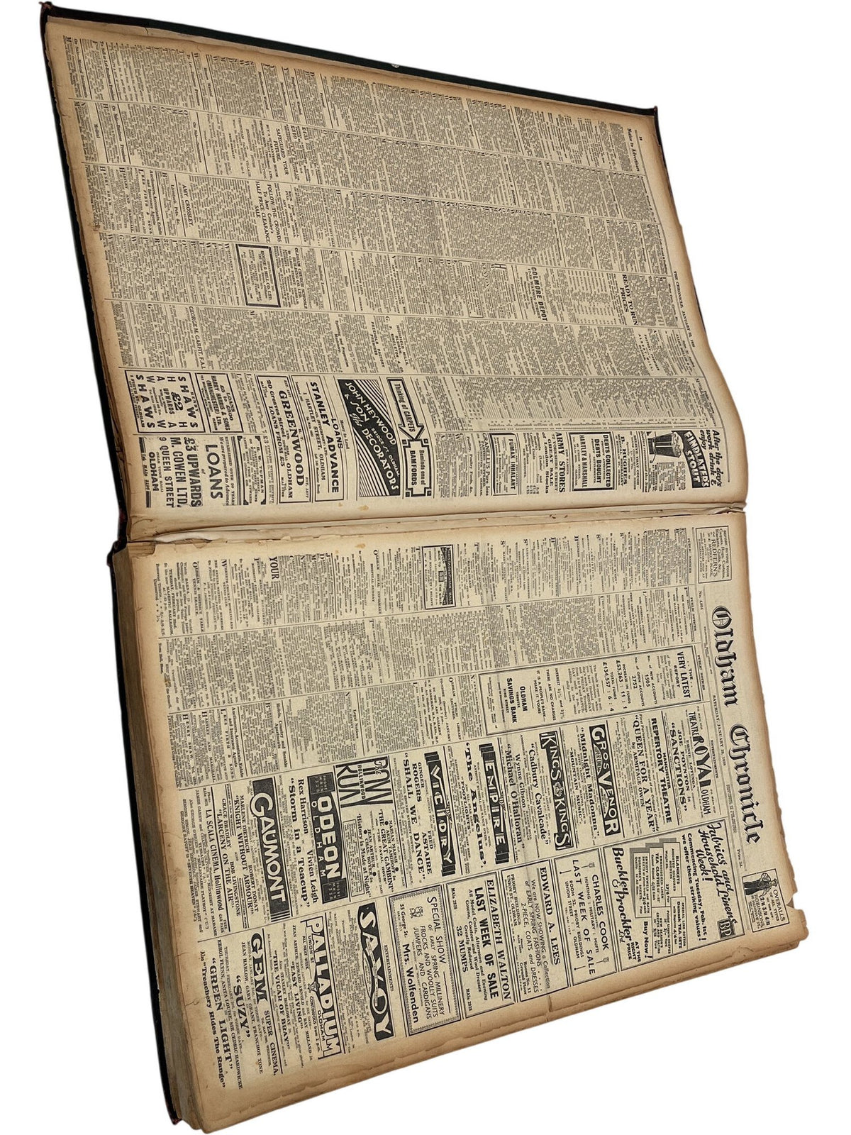 Vintage Antique Oldham Chronicle Bound 1938 Newspaper Collection (Pre-Loved)