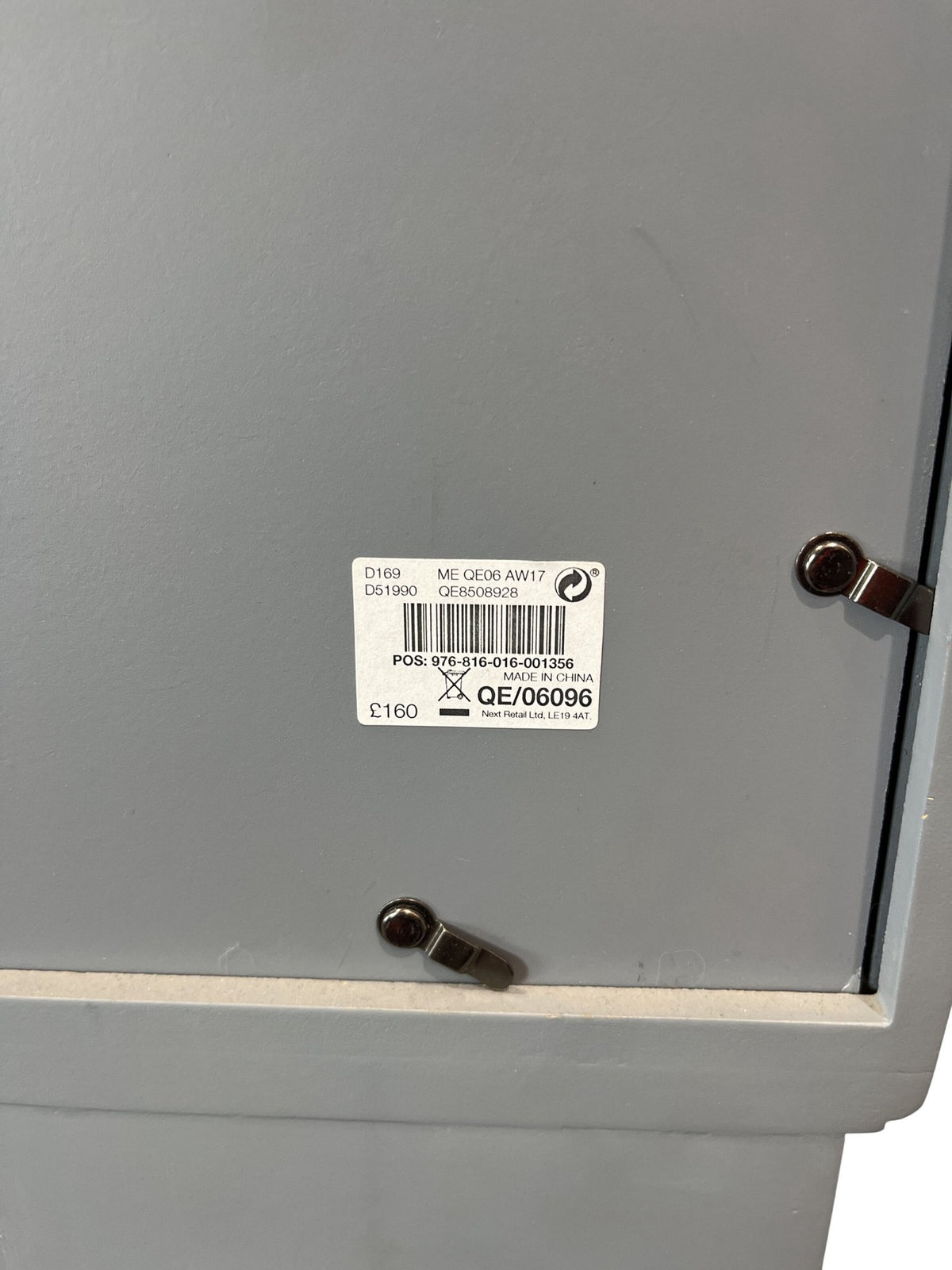 Grey Modern Tall Clock Cabinet With Storage Shelves (Pre-Loved)