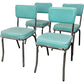 Set Of Four Retro Aqua Blue Dining Chairs (Pre-Loved)