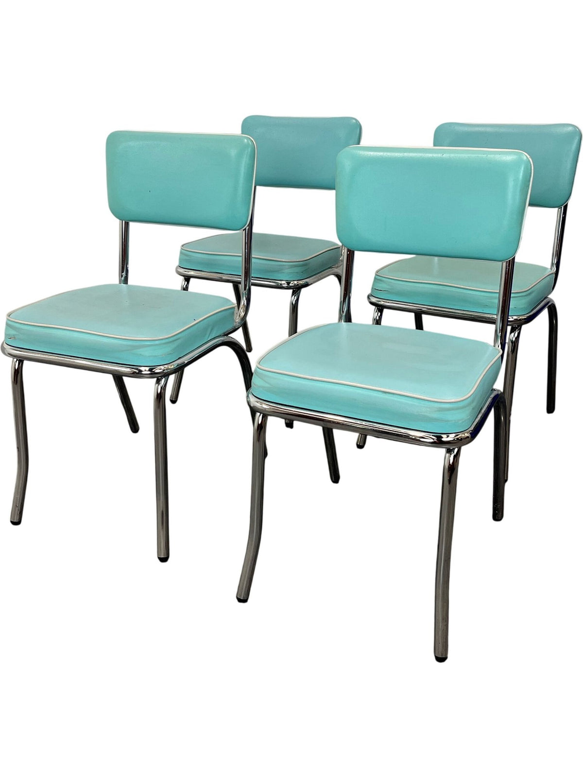 Set Of Four Retro Aqua Blue Dining Chairs (Pre-Loved)