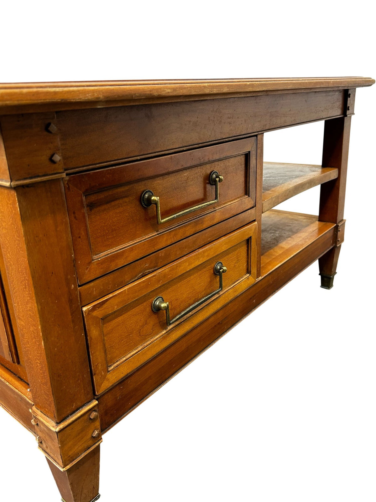 Wooden Square Coffee Table with Drawers & Open Storage (Pre-Loved)