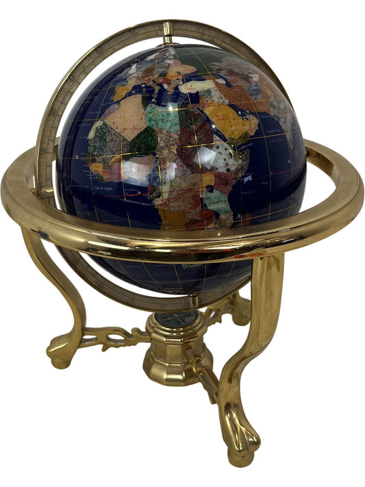 Vintage Mother Of Pearl Style Semi-Precious Gemstone Tabletop Globe (Pre-Loved)