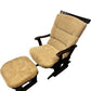 Beige Glider Rocking Chair with Matching Footstool Wooden Frame (Pre-Loved)