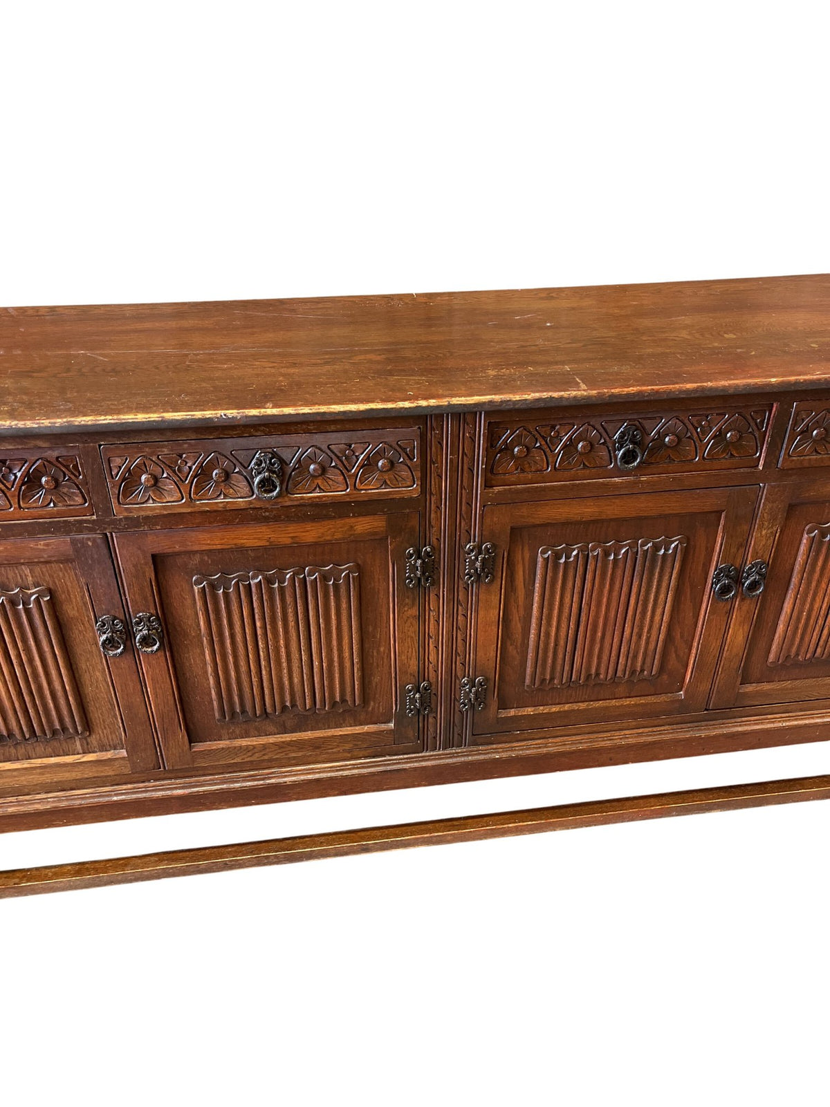 Vintage Wooden Sideboard Cabinet Floral Engraving (Pre-Loved)