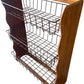 Vintage Wooden Storage Rack with Metal Wire Baskets (Pre-Loved)