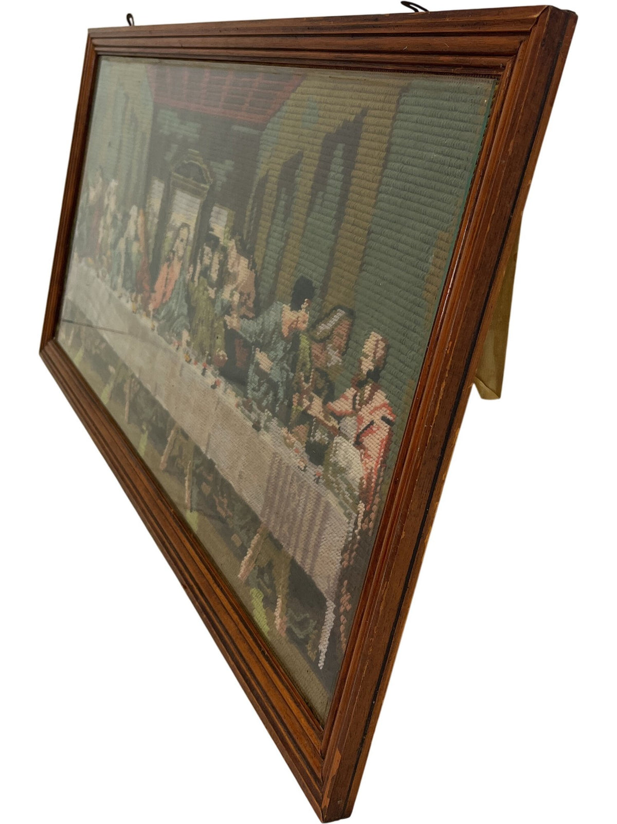 Vintage Framed Tapestry Needlepoint Woven Last Supper Art (Pre-Loved)