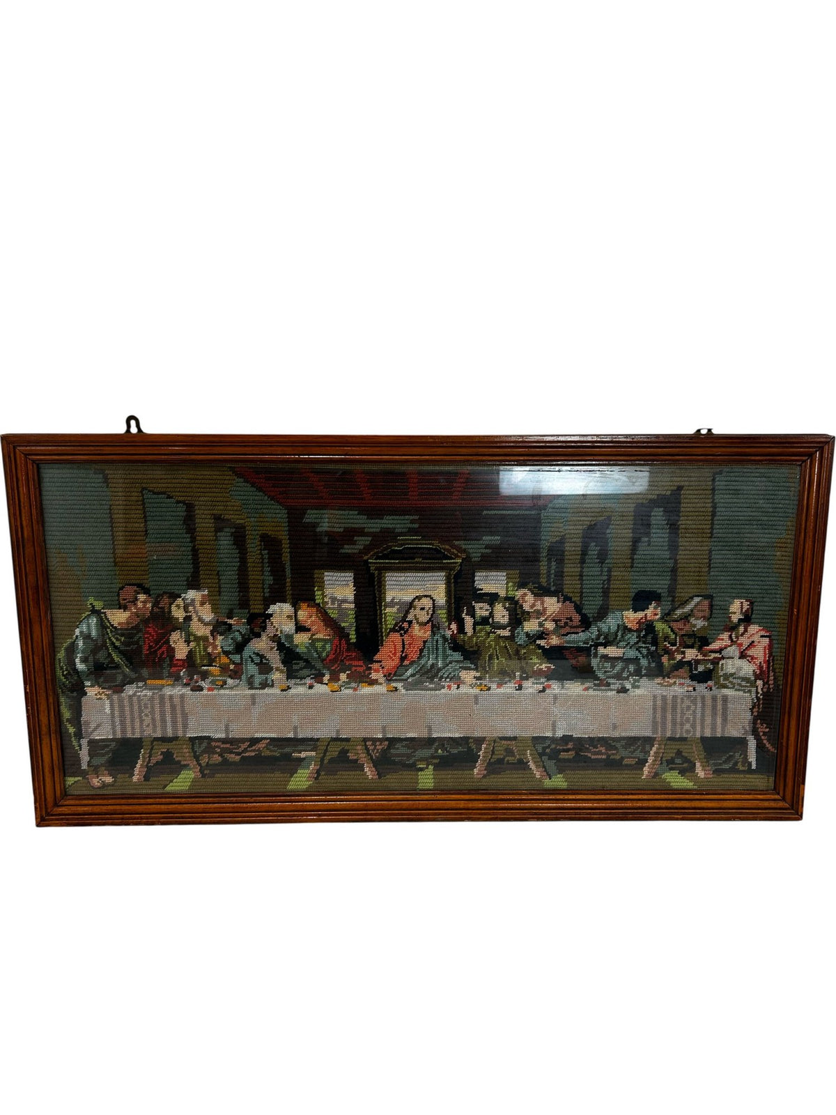 Framed Last Supper Needlepoint Embroidery Religious Wall Art 93.5cm (Pre-Loved)