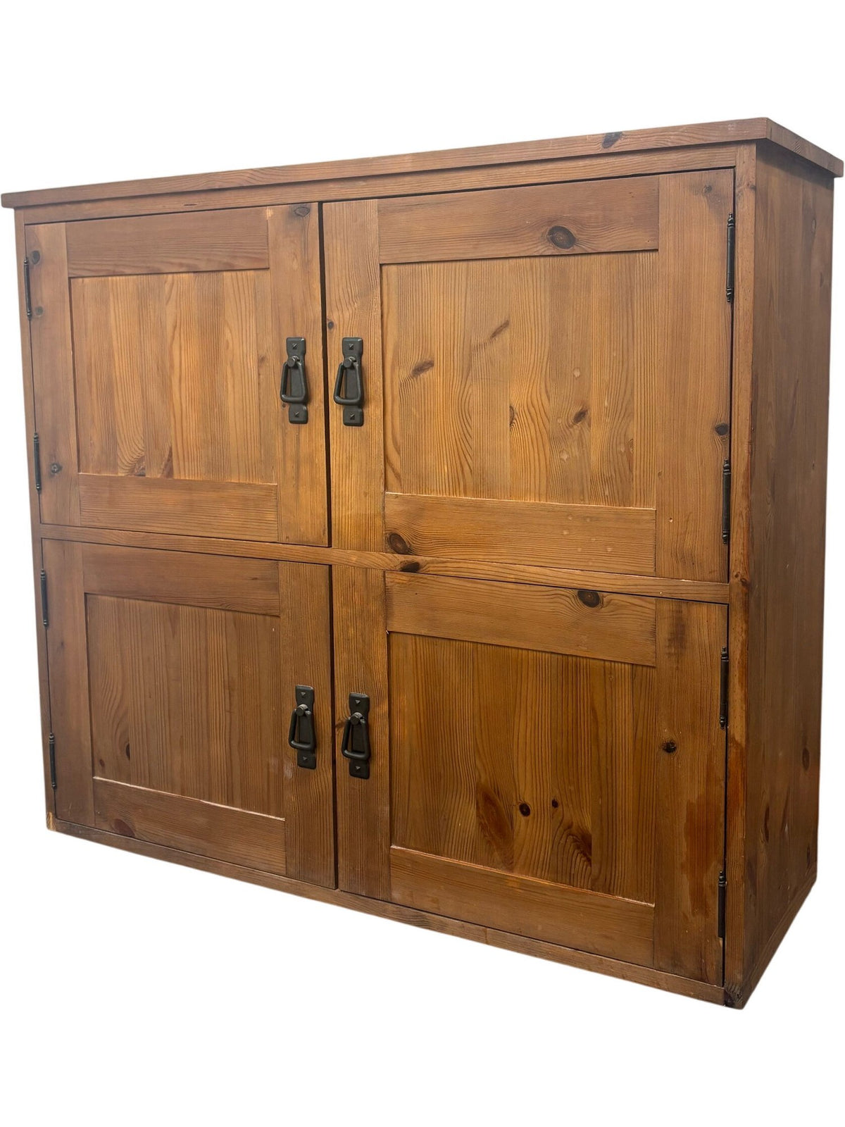 Solid Wood Storage Cabinet with Double Doors and Black Handles (Pre-Loved)