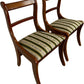 Pair Vintage Style Wooden Dining Chairs Striped Upholstered Seats (Pre-Loved)