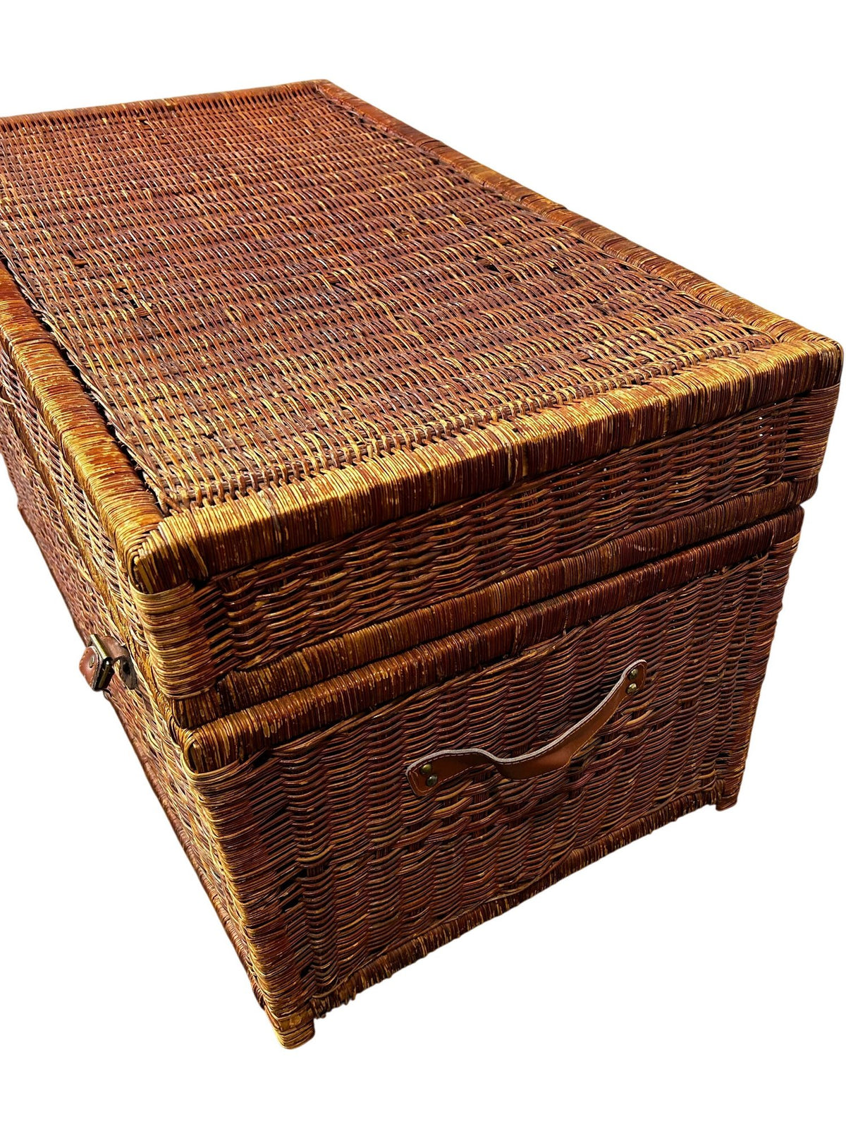 Large Wicker Storage Chest Rattan Trunk Basket with Handles 90cm (Pre-Loved)
