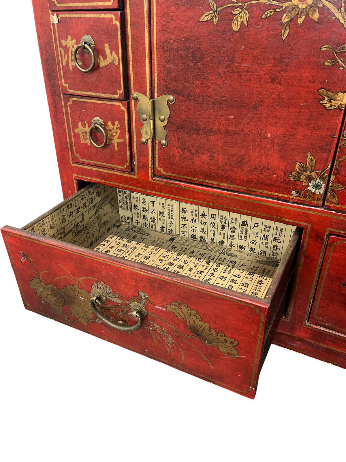 Chinese Dynasty Style Red Lacquered Handpainted Cabinet (Pre-Loved)