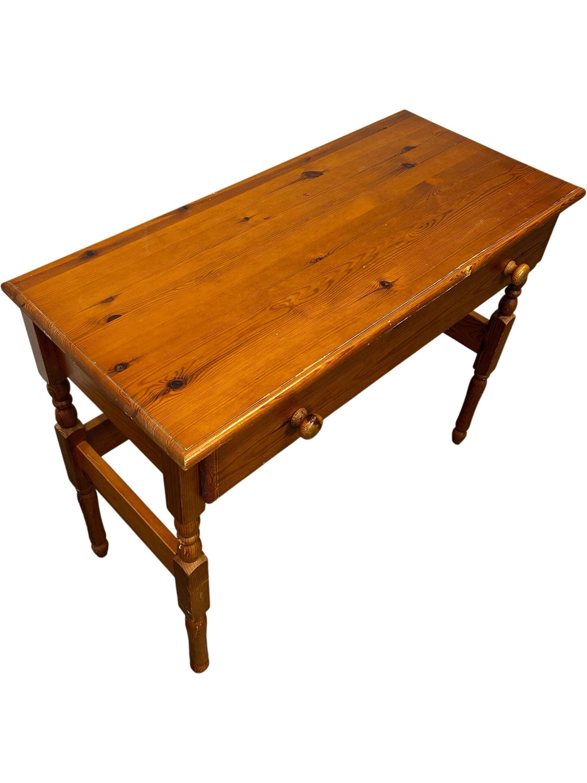 Vintage Pine Style Console Table with Drawer & Turned Legs 90cm (Pre-Loved)