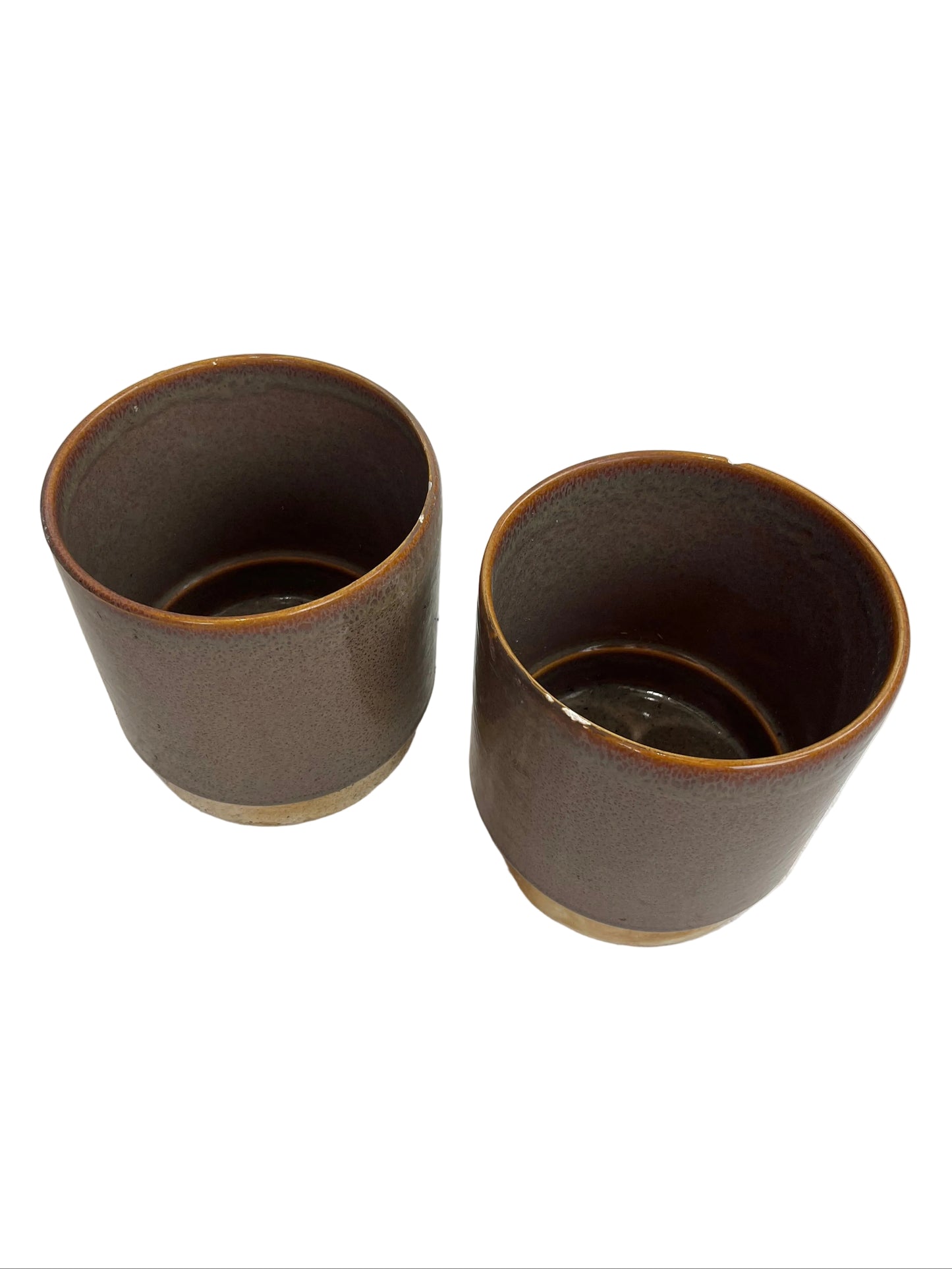 Set Of Small Plant Pots With Amber Glaze (Pre-Loved)