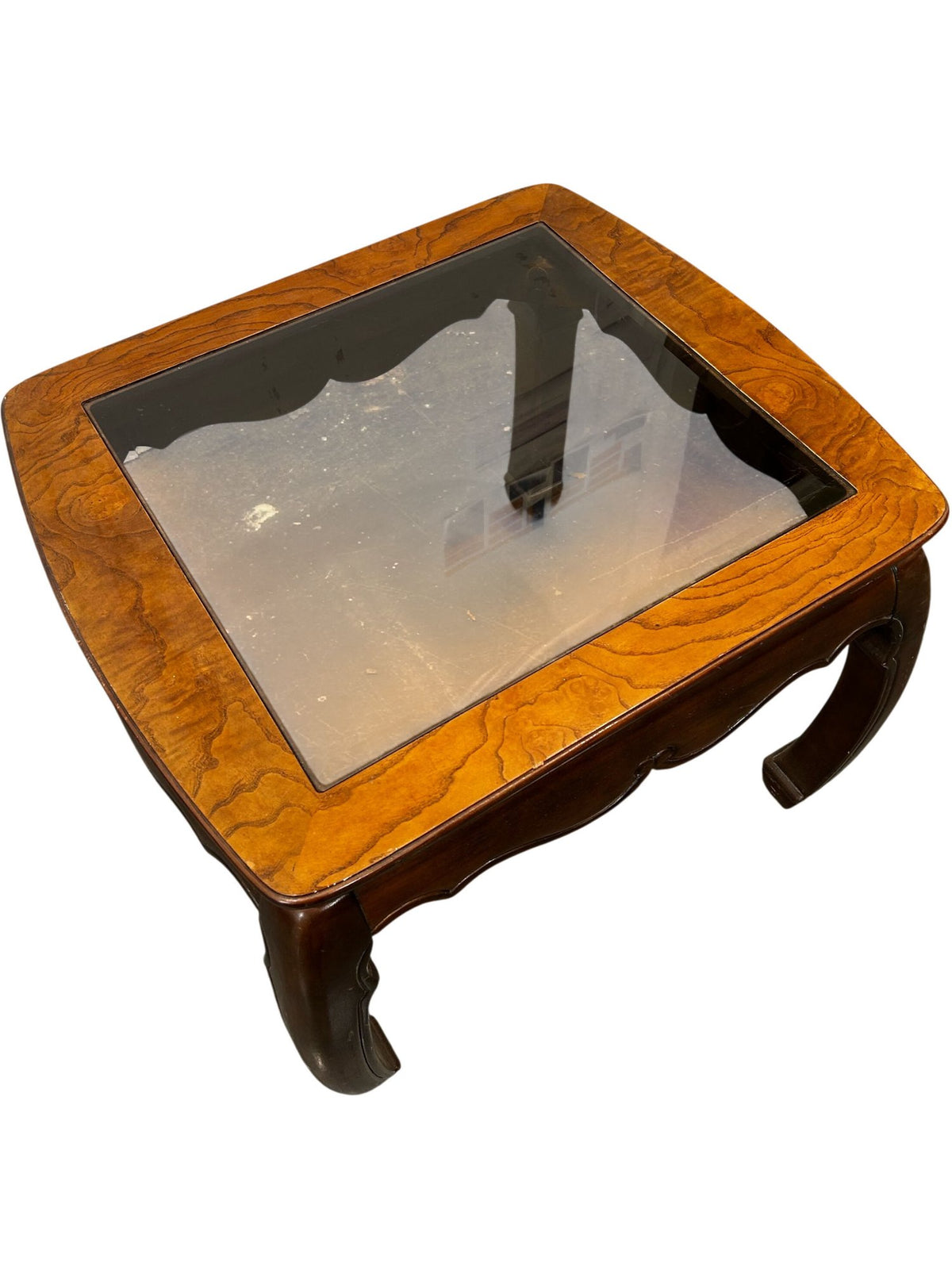 Antique Wooden Coffee Table with Glass Top (Pre-Loved)
