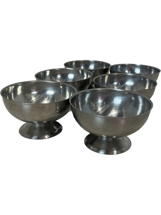 Retro Stainless Steel Bowls Set of 6 Dessert Serving Kitchenware (Pre-Loved)